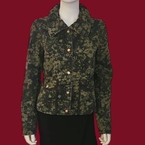 GAP Army Green Floral Camo Snap Button Festival Jacket